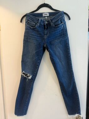 PAIGE Indigo Distressed Skinny Jeans - Women's